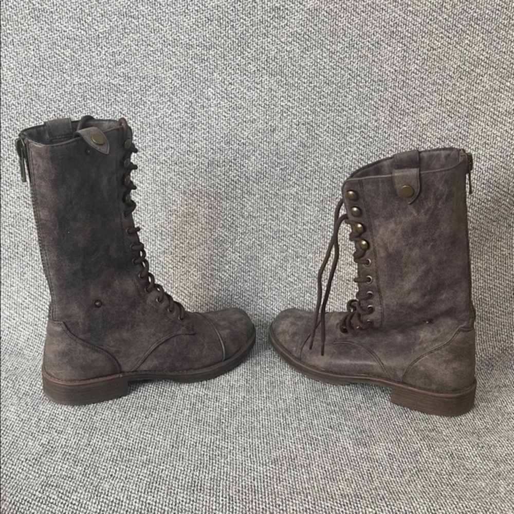 Dollhouse Charcoal Lace-Up Moto Boots - Picture 7 of 16